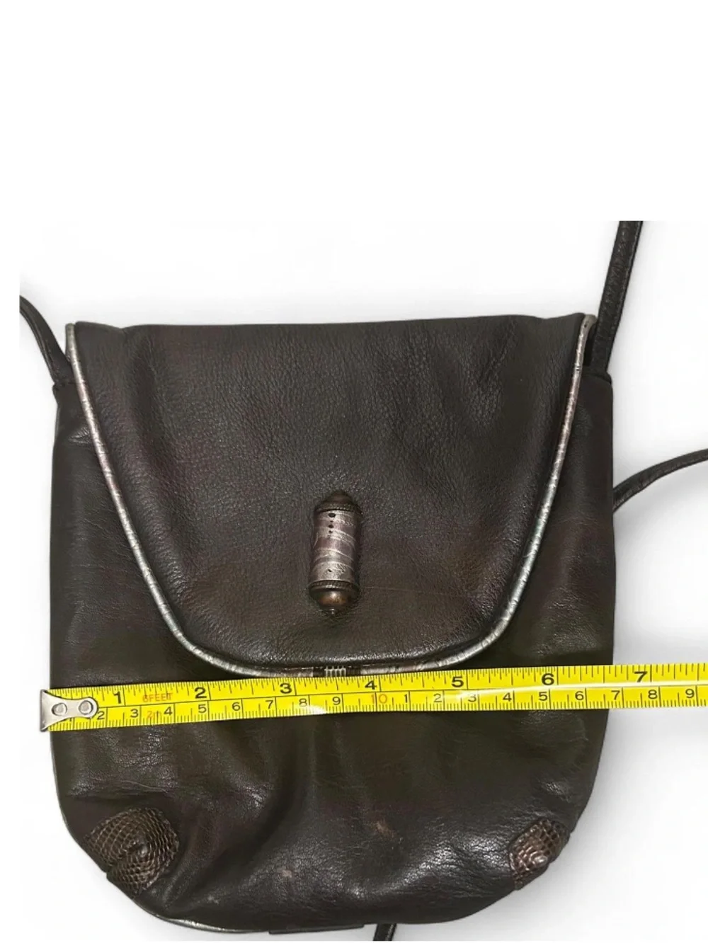 Vintage Leather Bag Boho Chic Shoulder Bag Western Crossbody Brown + Black